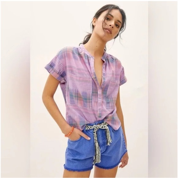 Anthropologie Pilcro plaid fall top size Small - Picture 2 of 9